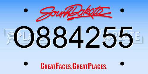 O884255 South Dakota License Plate