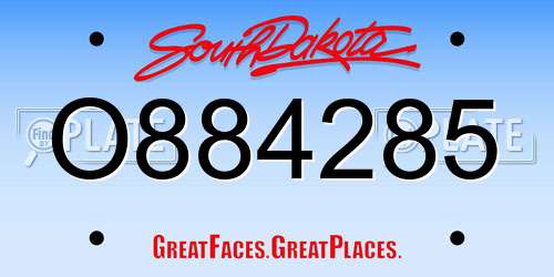 O884285 South Dakota License Plate