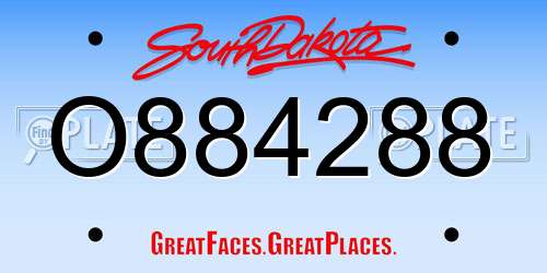 O884288 South Dakota License Plate