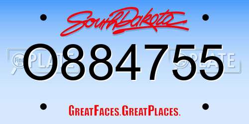 O884755 South Dakota License Plate