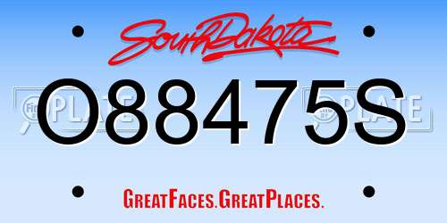 O88475S South Dakota License Plate