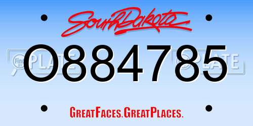 O884785 South Dakota License Plate