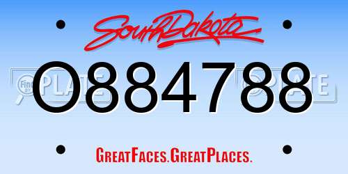 O884788 South Dakota License Plate