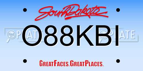 O88KBI South Dakota License Plate