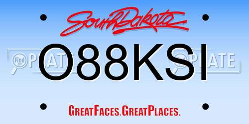 O88KSI South Dakota License Plate