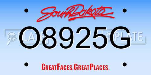 O8925G South Dakota License Plate