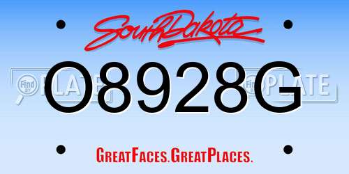 O8928G South Dakota License Plate