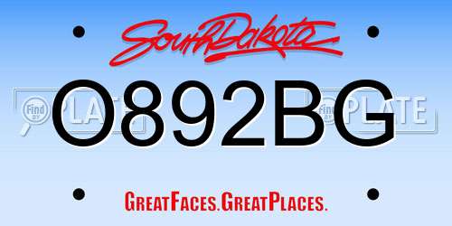 O892BG South Dakota License Plate