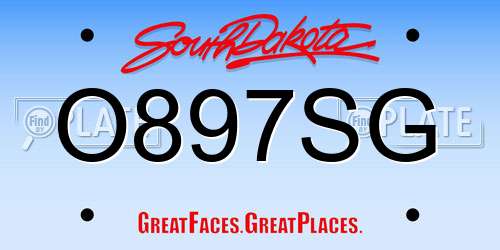 O897SG South Dakota License Plate