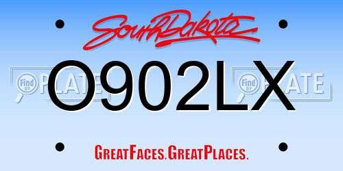 O902LX South Dakota License Plate