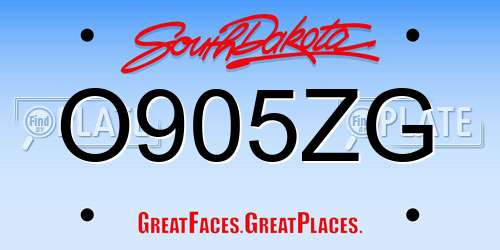O905ZG South Dakota License Plate