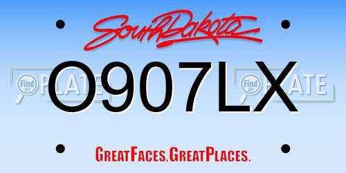 O907LX South Dakota License Plate