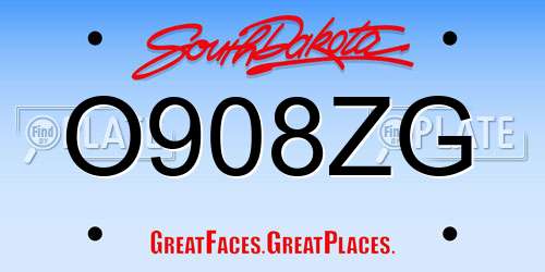 O908ZG South Dakota License Plate