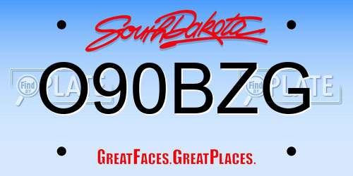 O90BZG South Dakota License Plate