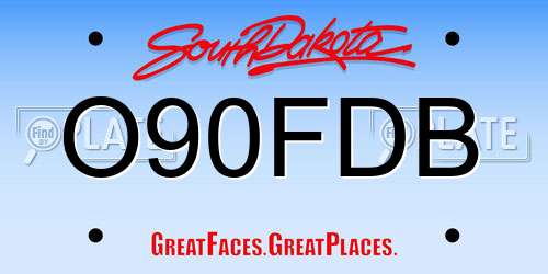 O90FDB South Dakota License Plate