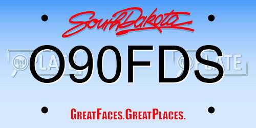 O90FDS South Dakota License Plate