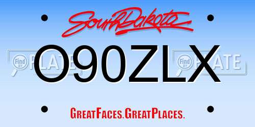 O90ZLX South Dakota License Plate