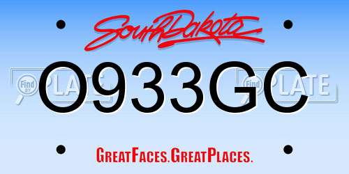 O933GC South Dakota License Plate