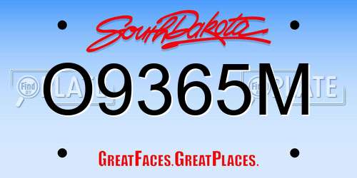 O9365M South Dakota License Plate