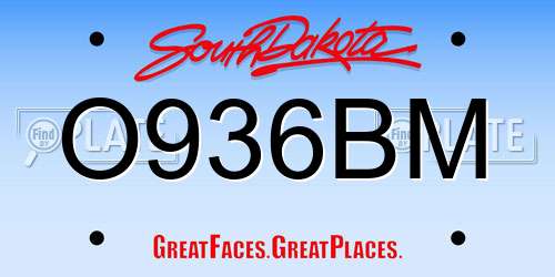 O936BM South Dakota License Plate