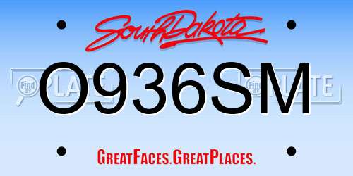 O936SM South Dakota License Plate