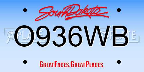 O936WB South Dakota License Plate