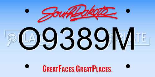 O9389M South Dakota License Plate