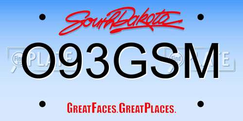 O93GSM South Dakota License Plate