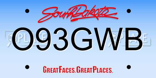 O93GWB South Dakota License Plate