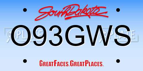 O93GWS South Dakota License Plate