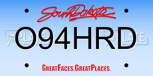 O94HRD South Dakota License Plate