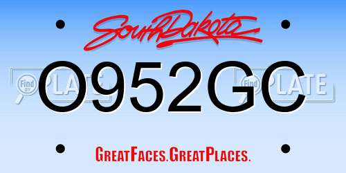 O952GC South Dakota License Plate