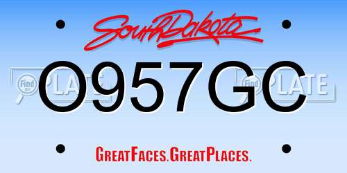O957GC South Dakota License Plate