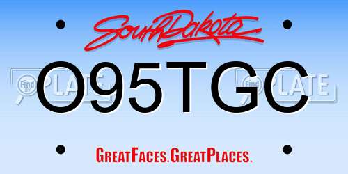 O95TGC South Dakota License Plate