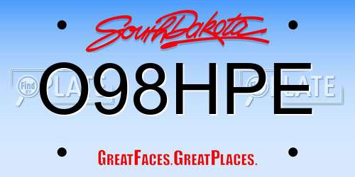 O98HPE South Dakota License Plate