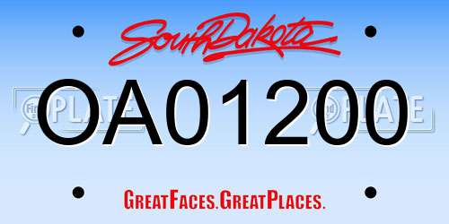 OA01200 South Dakota License Plate