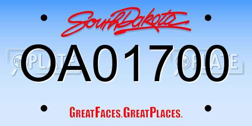 OA01700 South Dakota License Plate