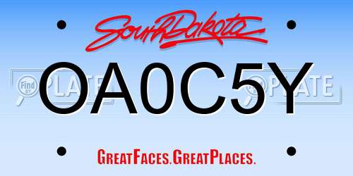 OA0C5Y South Dakota License Plate