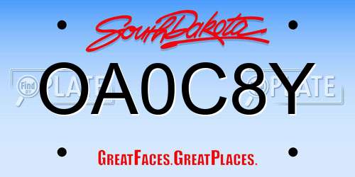 OA0C8Y South Dakota License Plate