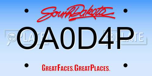 OA0D4P South Dakota License Plate