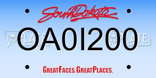 OA0I200 South Dakota License Plate
