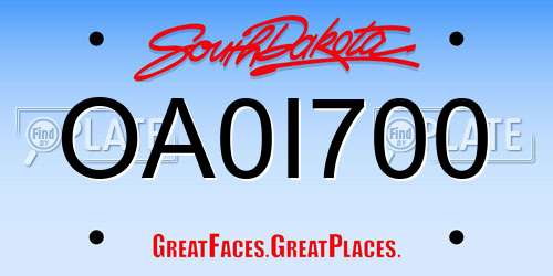 OA0I700 South Dakota License Plate