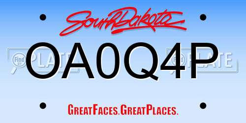 OA0Q4P South Dakota License Plate