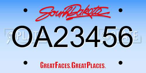 OA23456 South Dakota License Plate