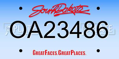 OA23486 South Dakota License Plate