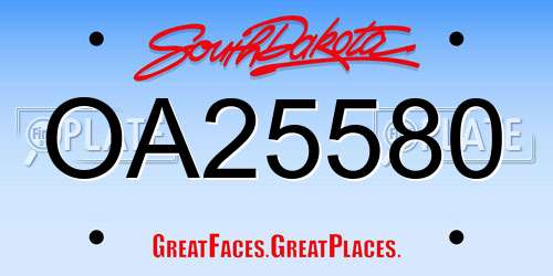 OA25580 South Dakota License Plate