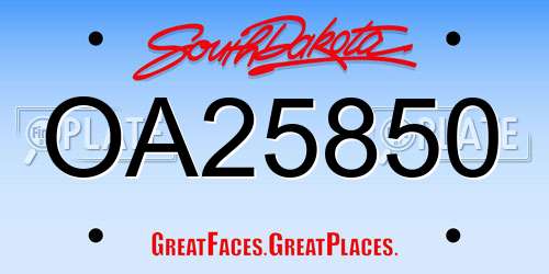 OA25850 South Dakota License Plate