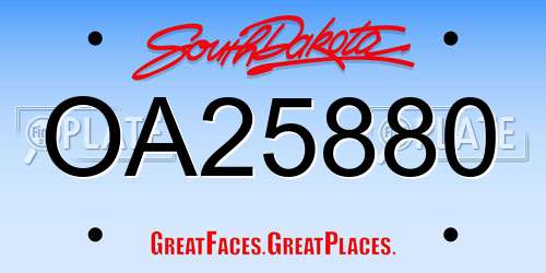 OA25880 South Dakota License Plate