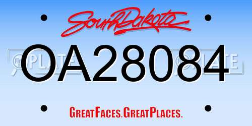 OA28084 South Dakota License Plate