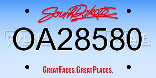 OA28580 South Dakota License Plate